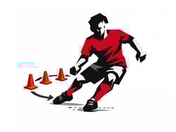 Image of an athlete moving through cone drills. 