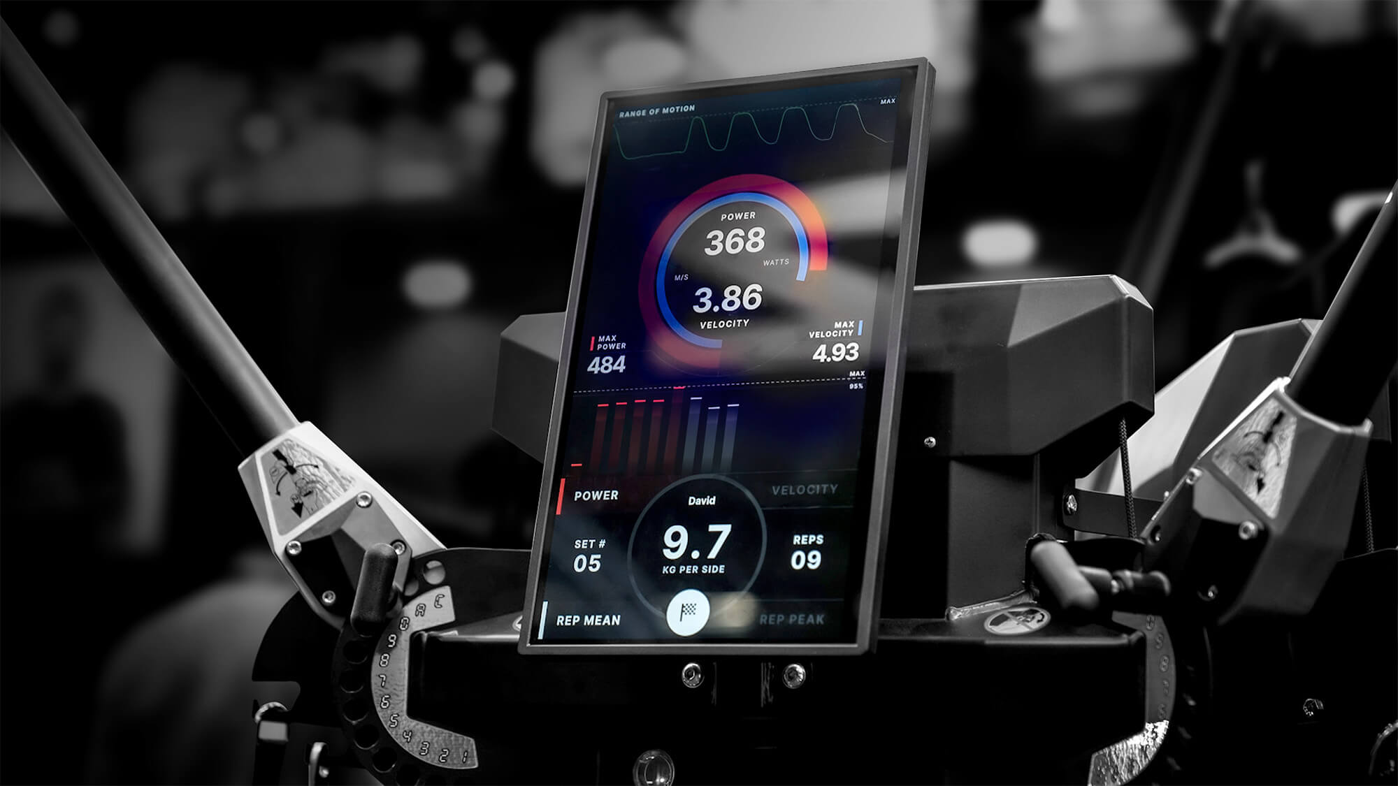 Close-up image of a Keiser A400 display on an A400 Functional Trainer