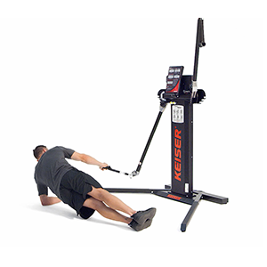 Man performing side plank with row on Keiser Functional Trainer