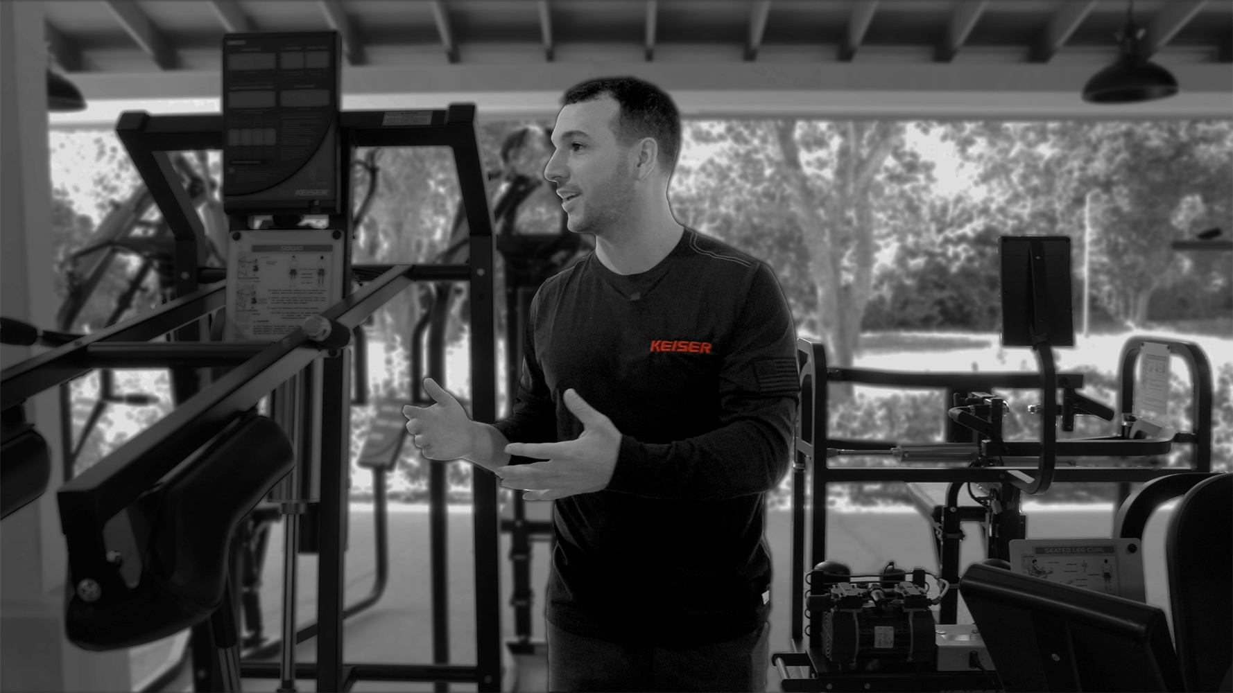 Black and white image of Keiser Human Performance and Education Specialist