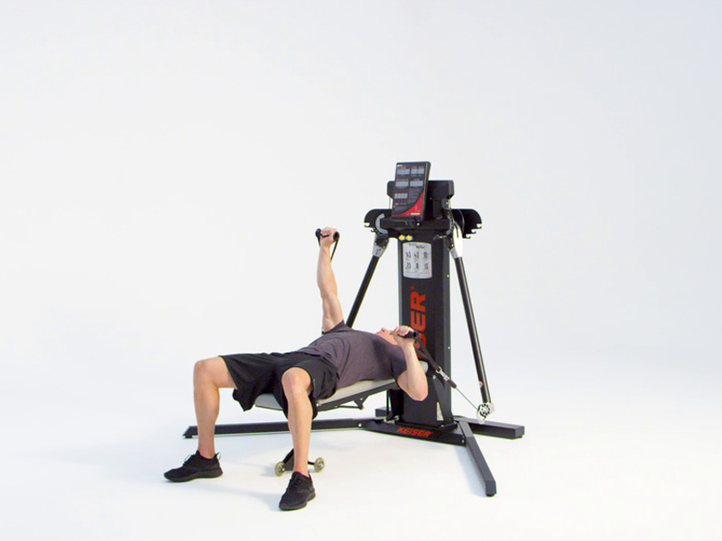 Image of person conducing Alternating Flat Bench Chest Press